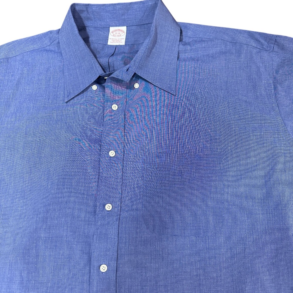 Brooks Brothers Mens 20 36 Big & Tall Blue Cotton Traditional Fit Dress Shirt - Picture 4 of 6